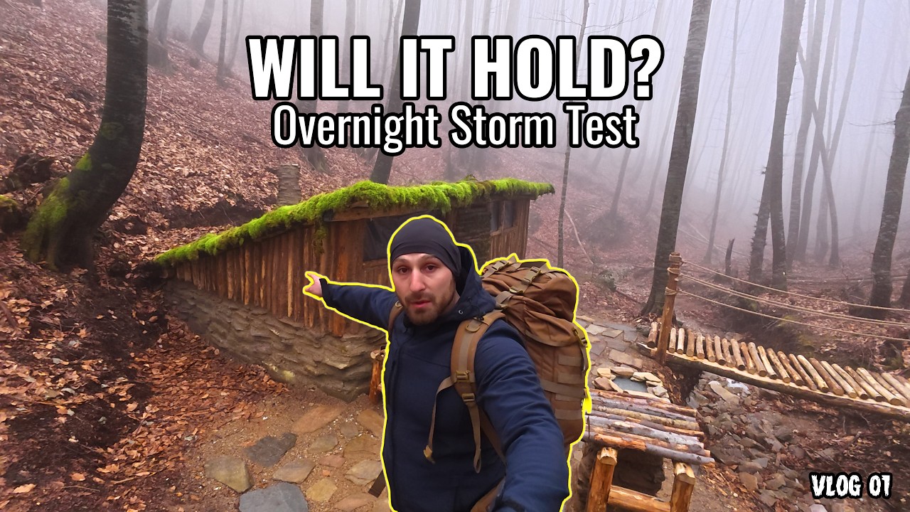 Testing My Bushcraft Cabin in a Storm | Solo Overnight - YouTube
