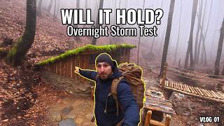 Testing My Bushcraft Cabin in a Storm | Solo Overnight