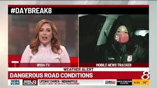 Dangerous conditions on roads, Daybreak at 6 a m