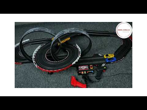 Детский гоночный кольцевой трек 2 машинки 2 мертвые петли с подсветкой Автотрек траса с контролем скорости, видео 1