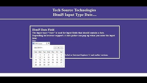 Html5 Input type date Tutorial | Input type ="date" | Html5 Input Types