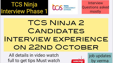 TCS Ninja Phase 1 Interview Experience of 22nd October 2021 ||  Latest Interview experience
