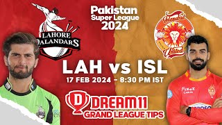 LAH vs ISL Dream11 Analysis | LAH vs ISL DREAM11 Final Team