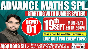 Number System | Advance Maths Spl For SSC-CGL/CPO/RAILWAY/DEFENCE/STATE | Demo 01 | By Ajay Rana Sir