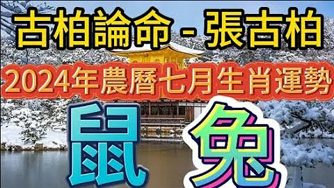 【古柏論命每月運勢+吉日凶日】2024年農曆7月(陽曆8/4 ~ 9/2)生肖運勢分享 -  鼠＋兔 - 天天要聞