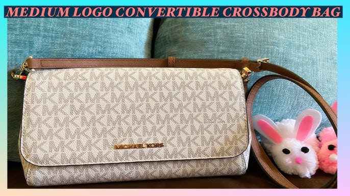 Michael Kors Large Logo Stripe Dome Crossbody Bag, Brown/soft Pink