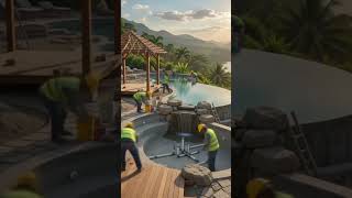 Abandoned Infinity Pool Restoration | From Ruins to Luxury Paradise #publik #pool