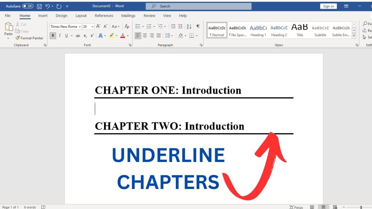 How to Underline Chapter Headings in Microsoft Word FAST | MS Word ...