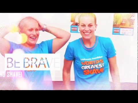 Missy and Erin from Hurstville Aquatic Centre shaving for The World's Greatest Shave