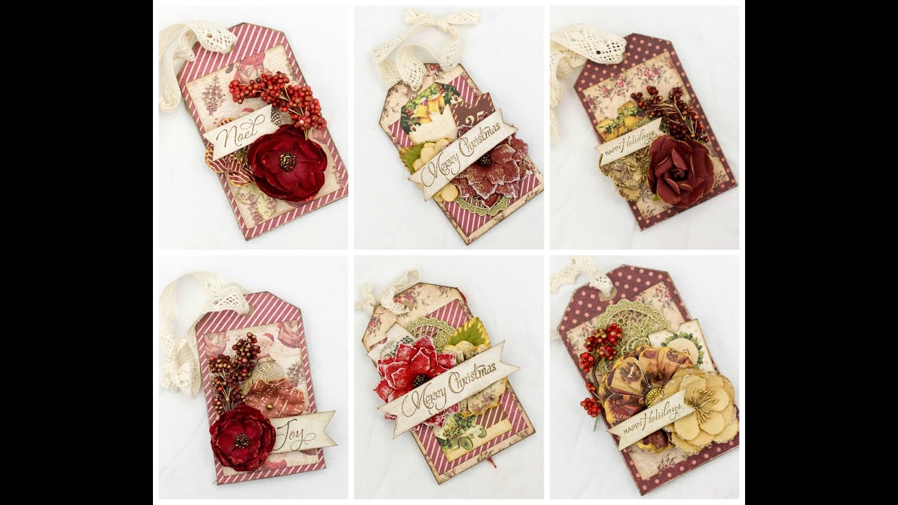 DIY Christmas tags. Prima Victorian Christmas gift card tags.