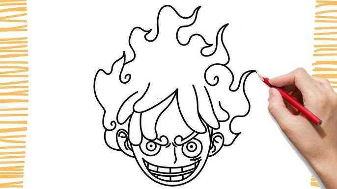 Monkey D. Luffy.  Desenhos preto e branco, Coisas simples para desenhar,  Desenho de uma peça