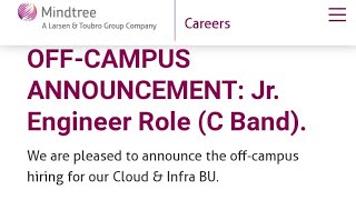 MINDTREE HIRING 2020/21 BATCH STUDENTS JUNIOR ENGINEER |CTC :- 3LPA APPLY NOW.