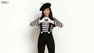 Costume Mimo Da 5 Pezzi Per Donna | Basco, Sciarpa, Bretelle, Guanti E Tatuaggio Viso