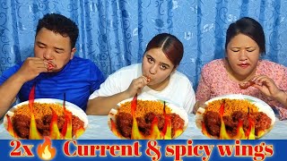 HOT AND SPICY WINGS & CURRENT 2X CHALLENGE 🔥|FOOD CHALLENGE ❤️