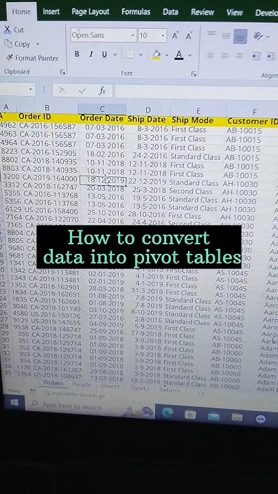 How to convert the data into pivot tables in Ms Excel #msexcel #shorts ... image.