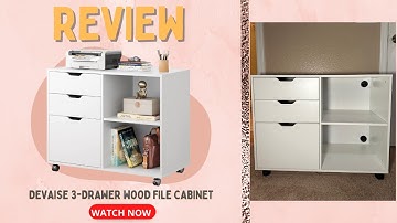 DEVAISE 3-Drawer Wood File Cabinet, Mobile Lateral Filing Cabinet, Printer Stand, White Review