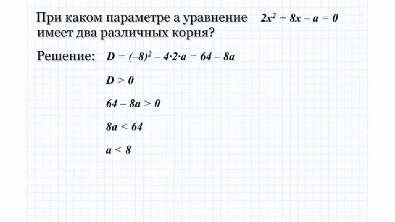 6.1 Квадратные уравнение с параметром. Решение