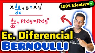 ✅ECUACIÓN DIFERENCIAL de BERNOULLI | 𝙋𝙖𝙨𝙤 𝙖 𝙋𝙖𝙨𝙤💯| ECUACIONES DIFERENCIALES