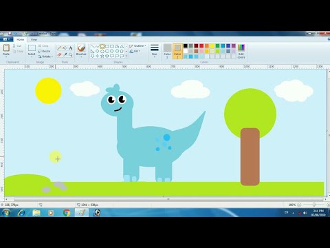 HOW TO DRAW A CUTE DINOSAUR IN MS PAINT