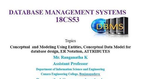 VTU DBMS 18CS53 M1 L5 Conceptual  and Modeling Using Entities, Database design, ATTRIBUTES