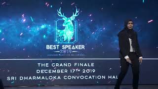 Famidha Faiz - Little Things Make Big Days - Impromptu Speech - Best Speaker 2019