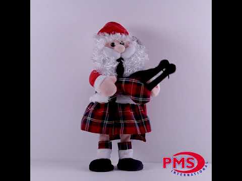 Animated Dancing Musical Santa with Bagpipes and Kilt 30 cm tall Xmas Novelty