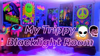 MY TRIPPY BLACKLIGHT ROOM TOUR SETUP 👽✨