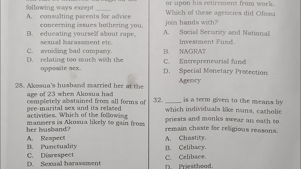 Bece Rme Questions 2025 BECE RME Mock Questions for November - YouTube