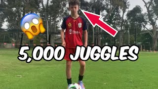 13 Year Old Boy Does 5,000 Football Juggles