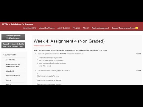 NPTEL Data Science for Engineers Week 4: Assignment 4 (Non Graded) Practice Assignment #subscribe