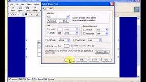 Formatting Tables in Mozilla Composer Part 2