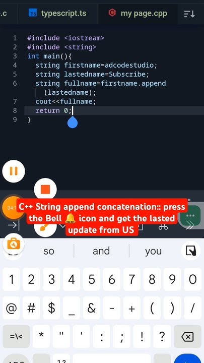 C++ String append concatenation#shorts #c++#strings#append # ...