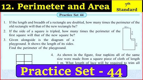 practice set 44 class 7 | perimeter and area class 7 practice set 44 | practice set 44 7th standard