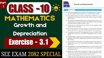 Class-10 Maths Chapter 3 | Growth and Depreciation: (वृद्धि र ह्रास ) | Excerise 3.1 | Solutions