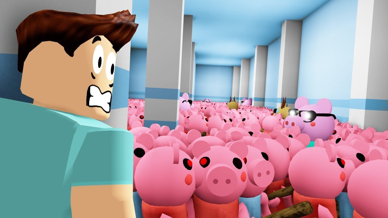 Piggy roblox hunt. Piggy РОБЛОКС. Пигги игра. Пигги в РОБЛОКСЕ. РОБЛОКС Пигги 100 игроков.