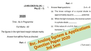 Analog System & Applications 3rd Sem Question Paper 2020 CBCS Syllabus Odisha Majhi Tutorial