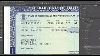Rhode Island car title certificate editable template, 2 pages