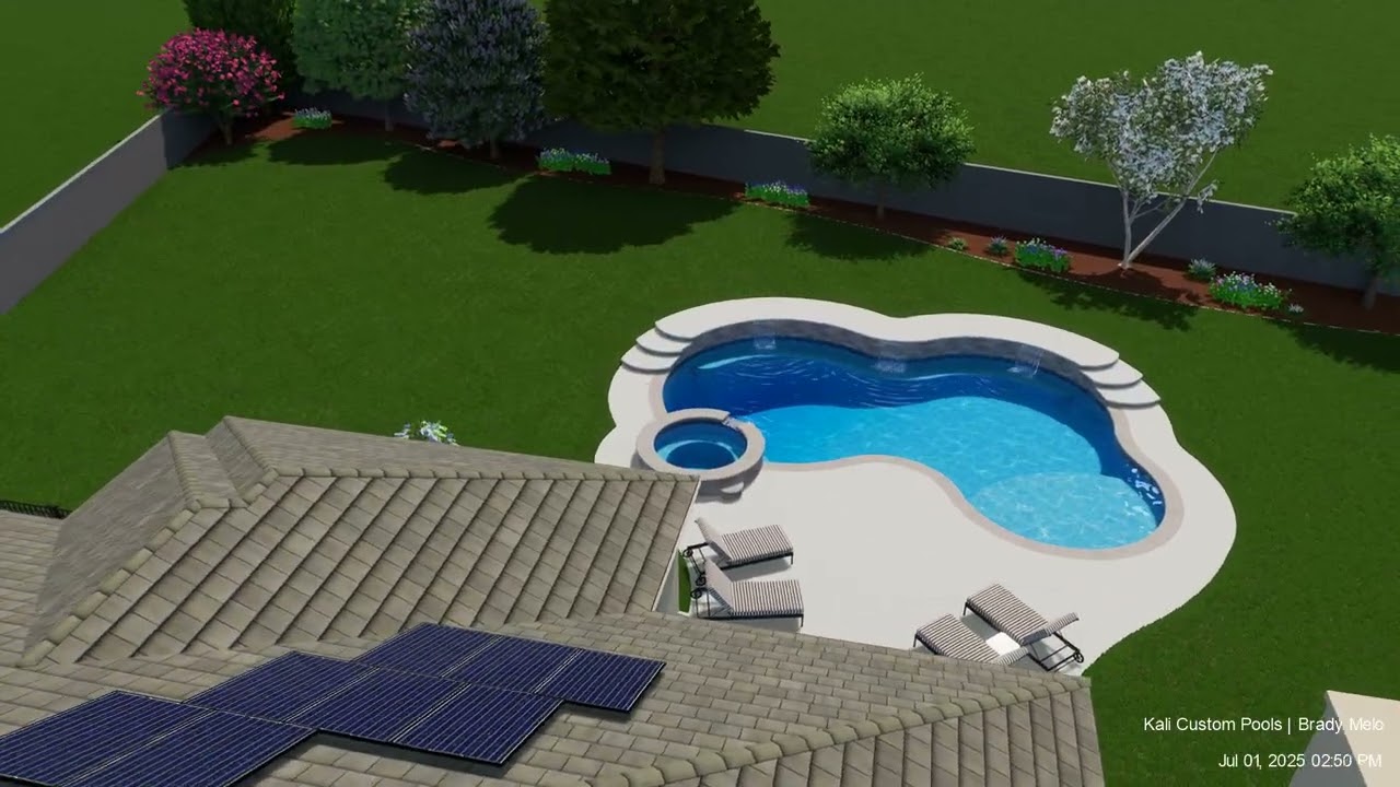 Robert's new pool and spa with raise water features.
