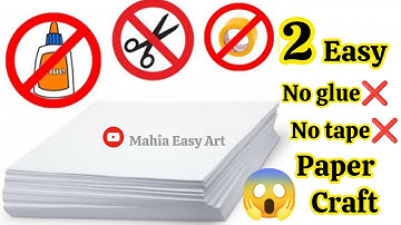 2 Easy no glue paper craft|Paper craft without glue|No glue paper craft|Easy paper craft no glue