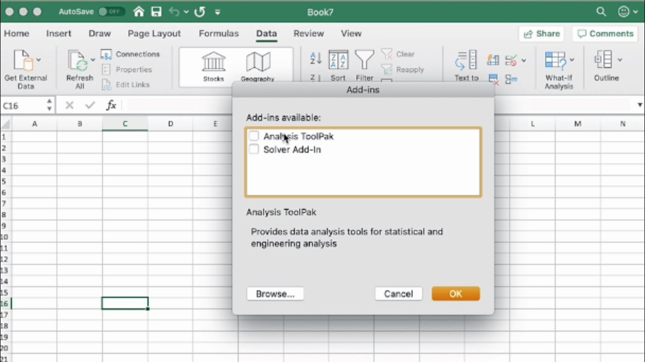 how to install data analysis in excel 2016