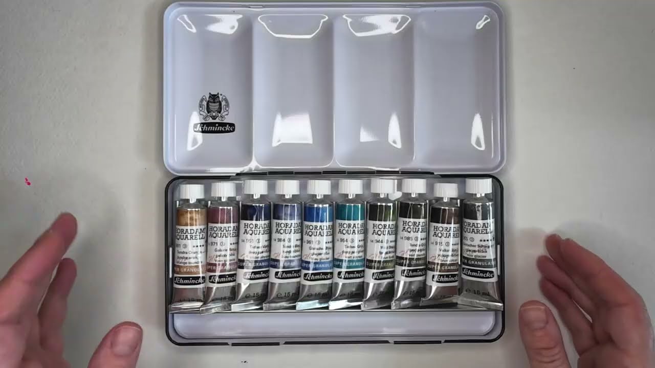 Распаковка и образцы | Специальный выпуск набора супергранулированных акварельных красок Schminke
