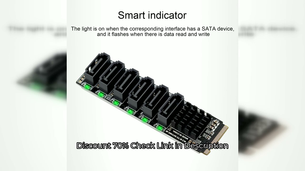 M.2 to SATA3.0 Adapter Card 6Gbps High Speed ASM1166 M.2 PCIE to SATA Expansion Card with Smart Indi