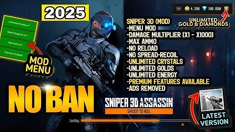 🔥(UPDATED)‼️ Sniper 3d Mod Apk unlimited money and gems and energy | MOD MENU | 💎 PREMIUM UNLOCKED 💎