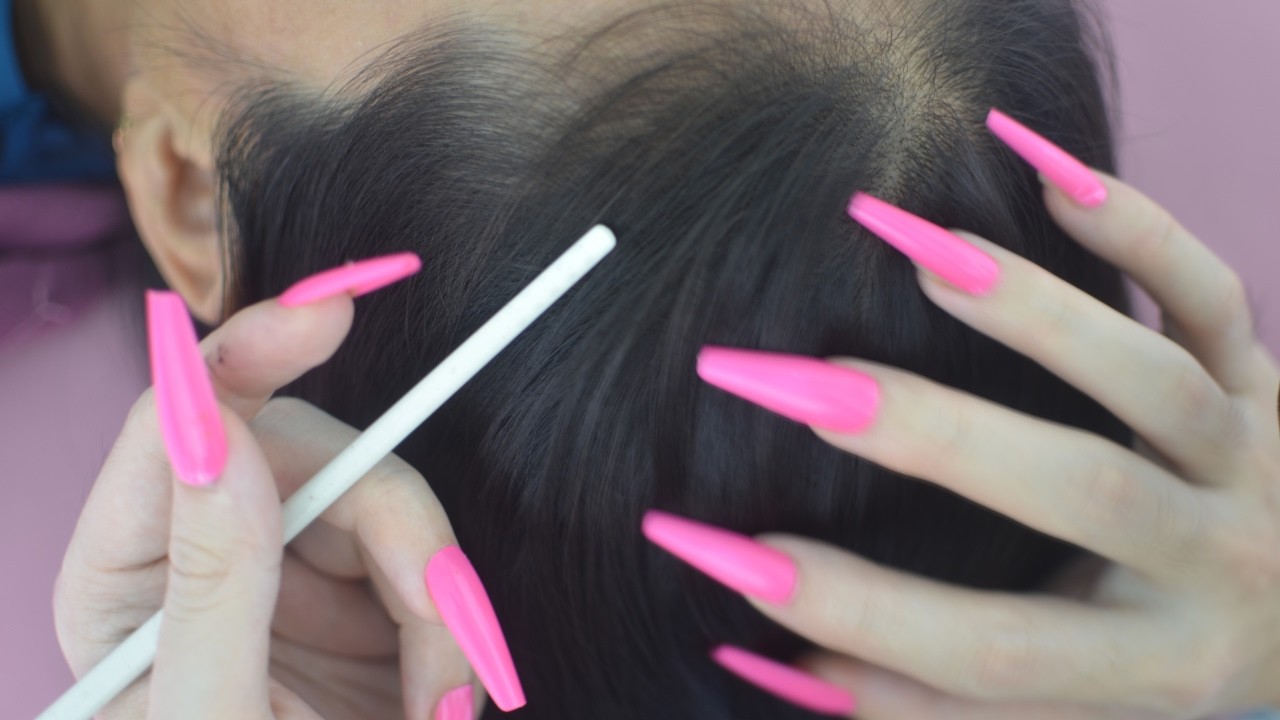 Gentle Hair Play ASMR With Stick, Scalp Scratching Real Person With Hair Sounds For Deep Sleep