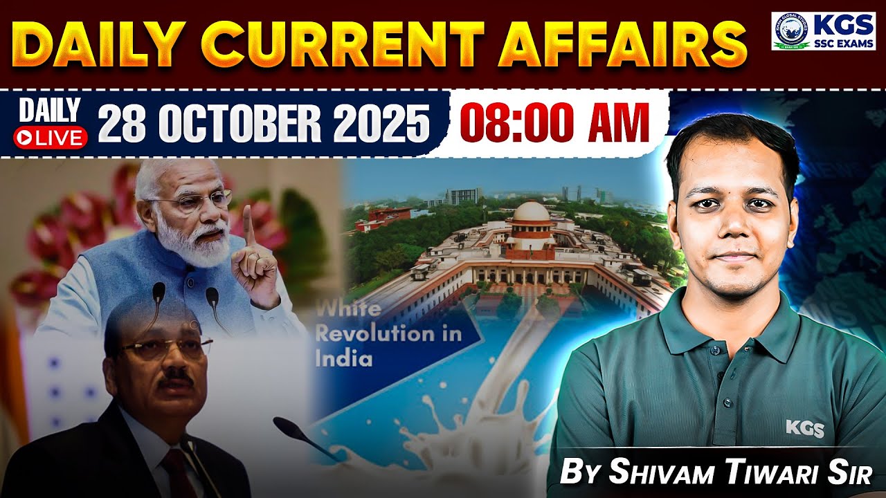 28 October | Daily Current Affairs Live | Current Affairs for SSC Exams 2025 | By Shivam Tiwari Sir