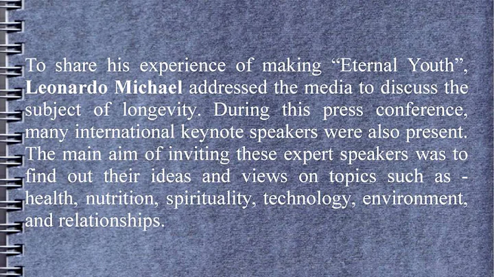 Leonardo Michael Has Directed The Documentary Film “Eternal Youth” - DayDayNews