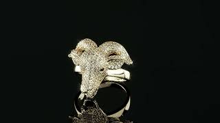GOLDEN G.O.A.T. RING - Real Solid 925 Sterling Silver 14k Gold Plated Custom CZ Iced Animal