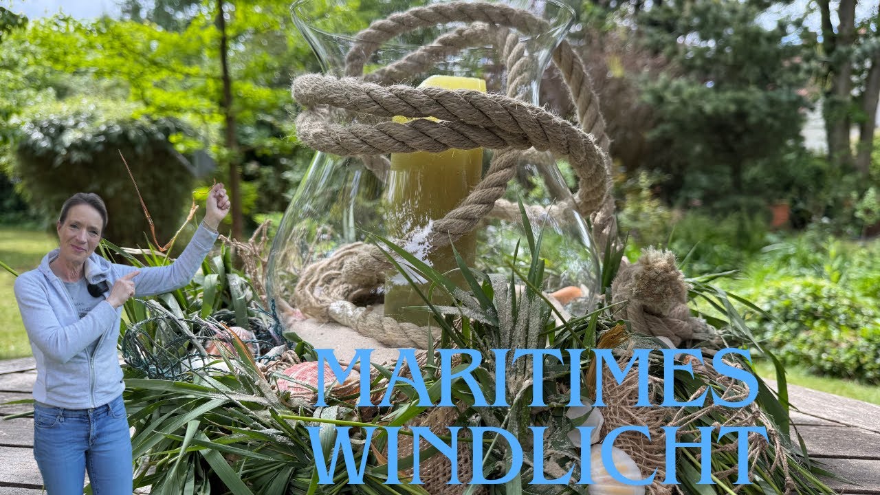 DIY Graskranz für gemütliche Sommerabende 🩵💙 maritimes Windlicht RUCK ZUCK gemacht 🩵💙