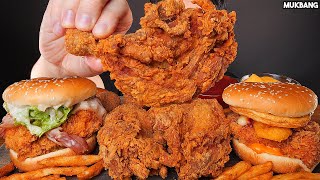 kızarmış tavuk ve hamburger FRIED CHICKEN 🍗 BURGERS 🍔 FRENCH FRIES 🍟 EATING ASMR MUKBANG