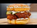 Crispy chicken sandwich with buffalo honey sauce  or is it a burger